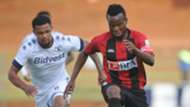 Granwald Scott of Bidvest Wits challenges Akinfenwa Ibukun of Club Desportivo de Agosto