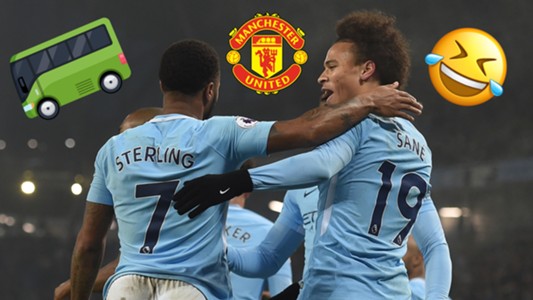 Man City players taunt 'park the bus' Man Utd with chant ...