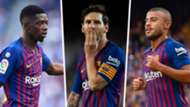 Ousmane Dembele, Lionel Messi, Rafinha, Barcelona composite