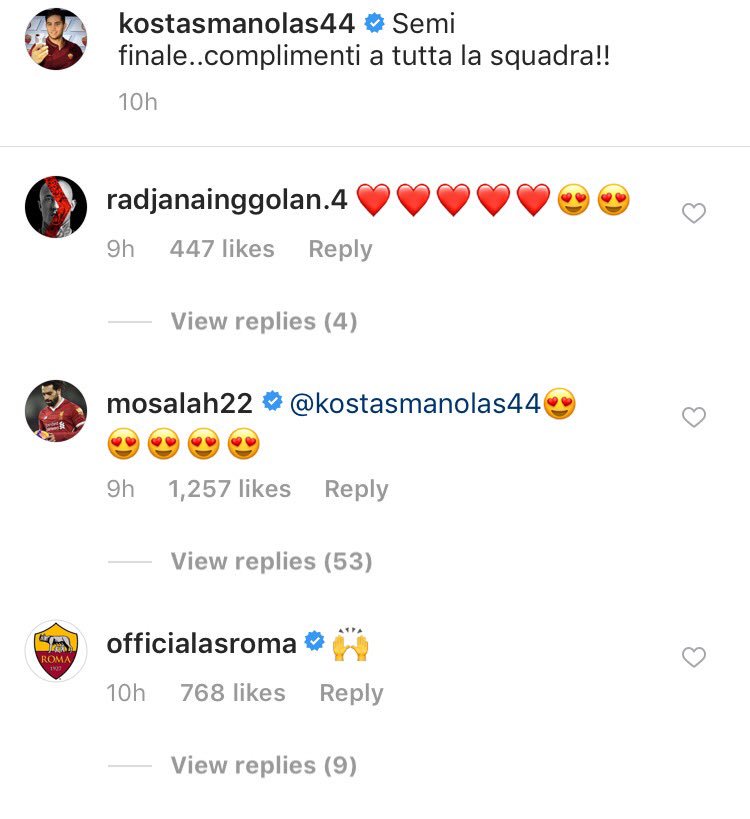 Commenti Twitter Roma e Salah
