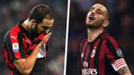 Gonzalo Higuain Leonardo Bonucci AC Milan