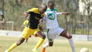 Timothy Otieno of Tusker v Johnstone Omurwa of Mathare United.