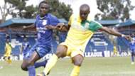 Mathare United's Daniel Mwaura v Duncan Otewa of Bandari.