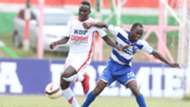 Brian Birgen of Ulinzi Stars and Whyvonne Isuza of AFC Leopards.