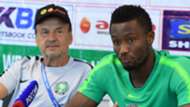 Gernot Rohr and John Obi Mikel of Nigeria