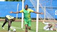 Masoud Juma of Kariobangi Sharks celebrates goal against Nakumatt