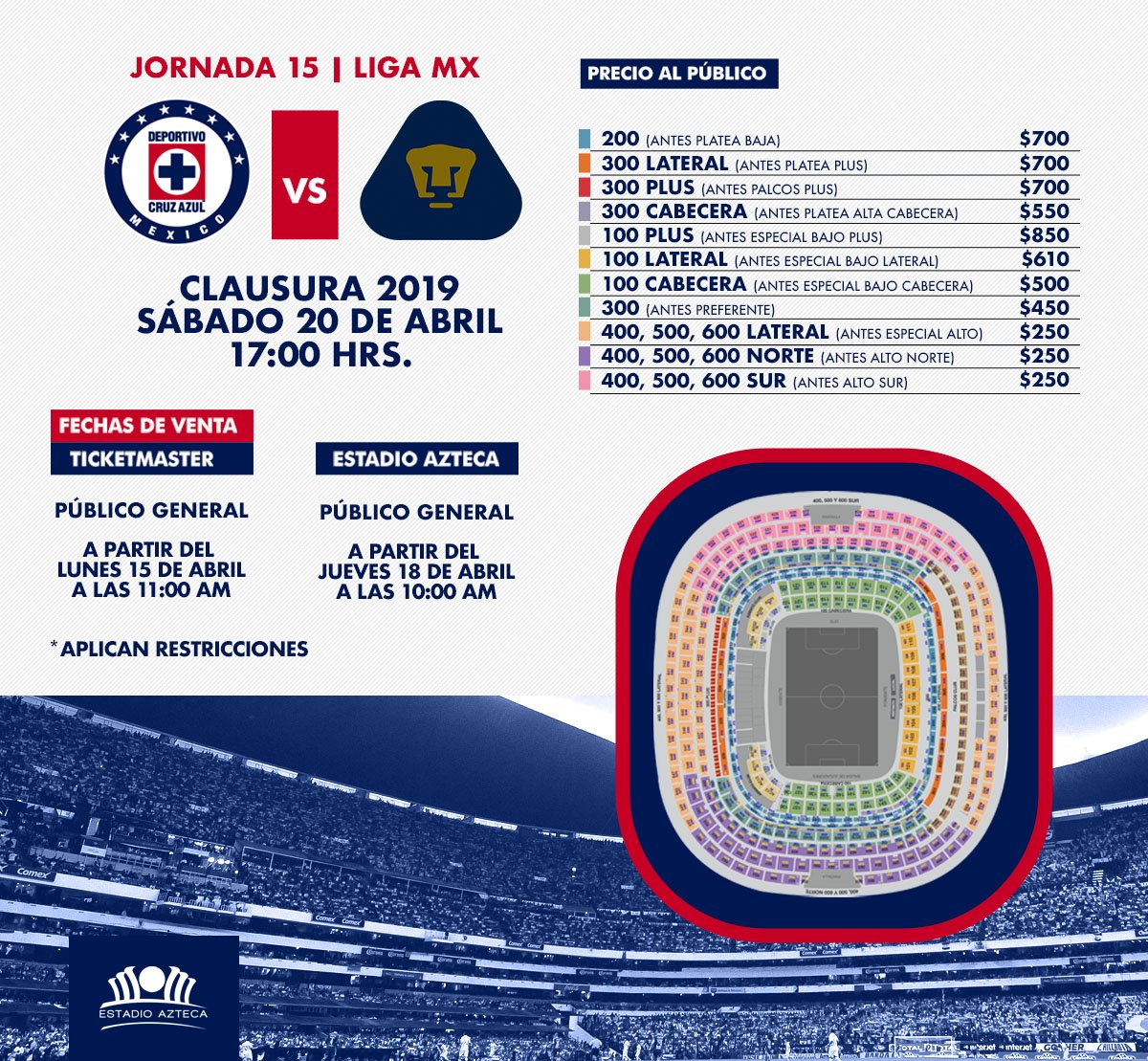 Boletos Para El Cruz Azul Vs Pumas De La Liga MX Clausura 2019: Dónde ...