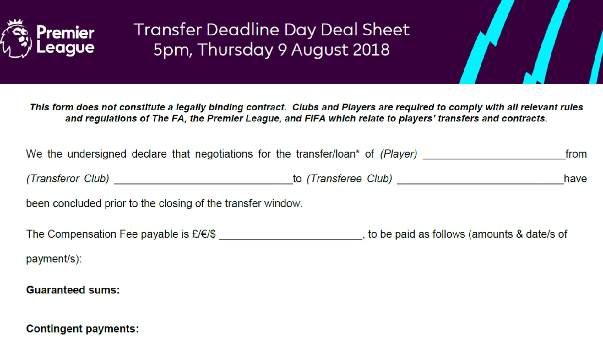 Explained What is the Premier League transfer deal sheet? Football