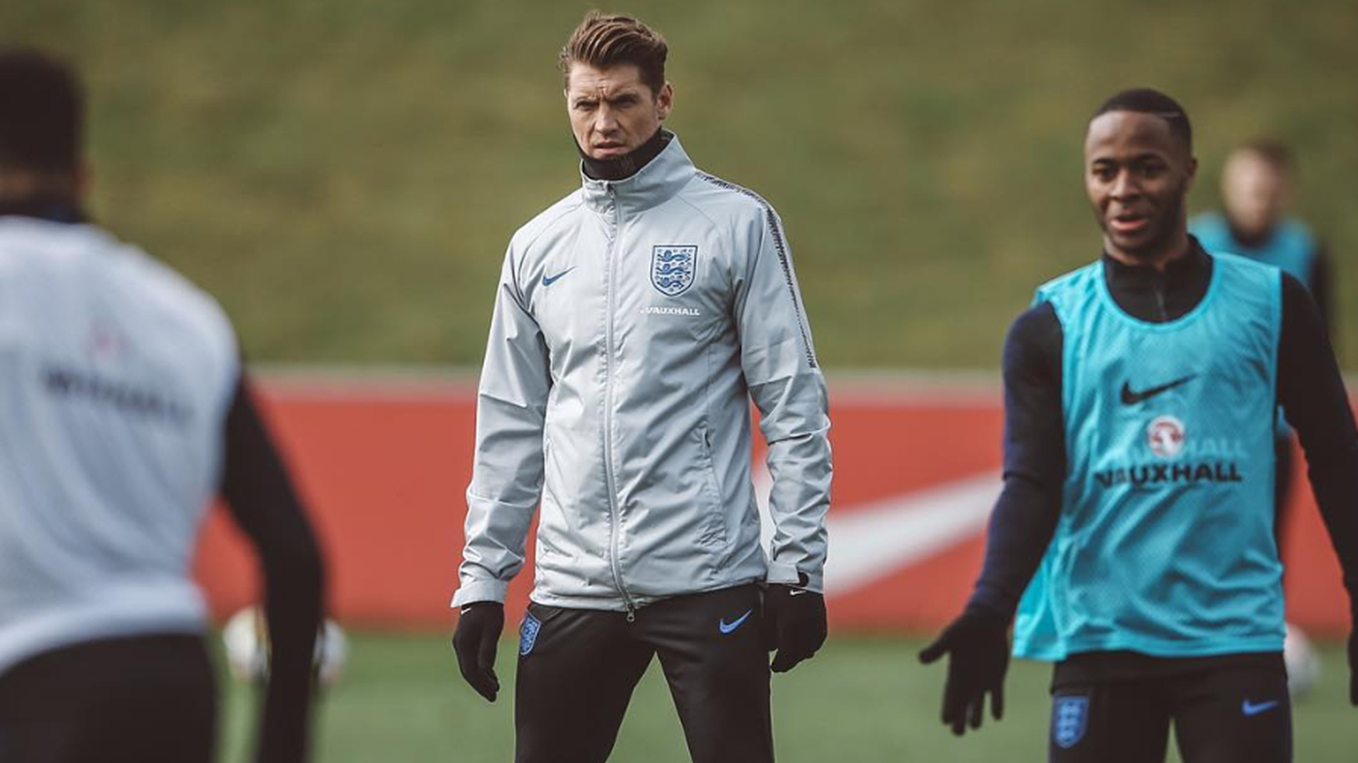 Alan Russell with Sterling in England training