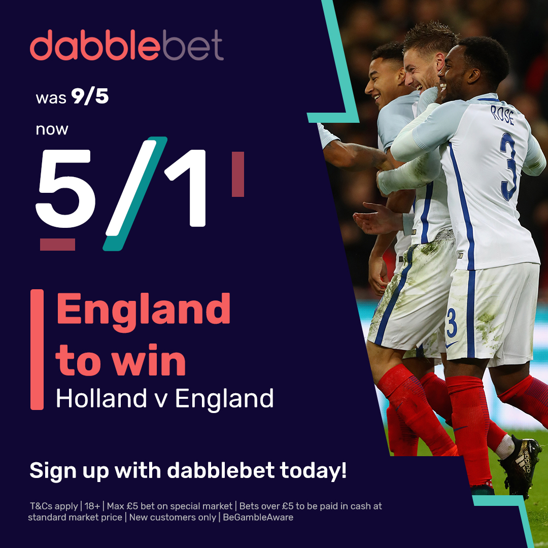 dabblebet 5/1 England to beat Nethlerlands offer