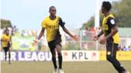 BONIFACE MUCHIRI of Tusker celebrates with George Odhiambo.