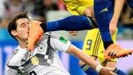 Sebastian Rudy Germany get kicked in the face vs Sweden in World Cup 2018