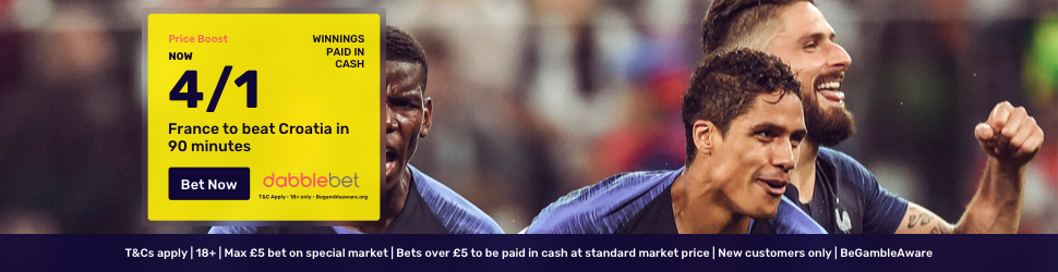 World Cup final price boost dabblebet footer