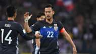 Maya Yoshida (R) of Japan