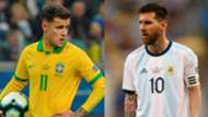 Philippe Coutinho Brazil Lionel Messi of Argentina