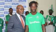 Shafik Batambuze of Gor Mahia and chairman Ambrose Rachier.
