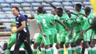 Gor Mahia coach Hassan Oktay celebrates with the players.