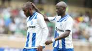 Whyvonne Isuza and Ezekiel Odera of AFC Leopards v Gor Mahia.