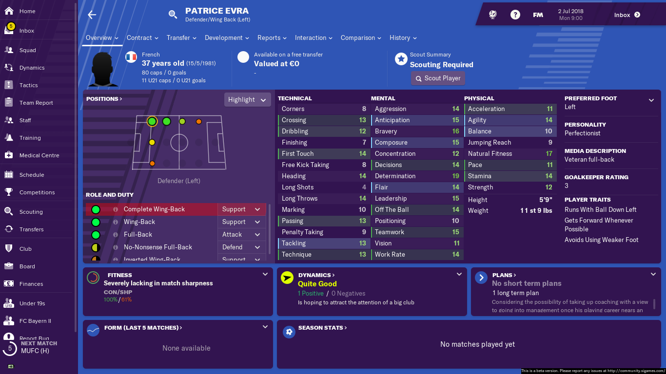 patrice evra football manager 2008