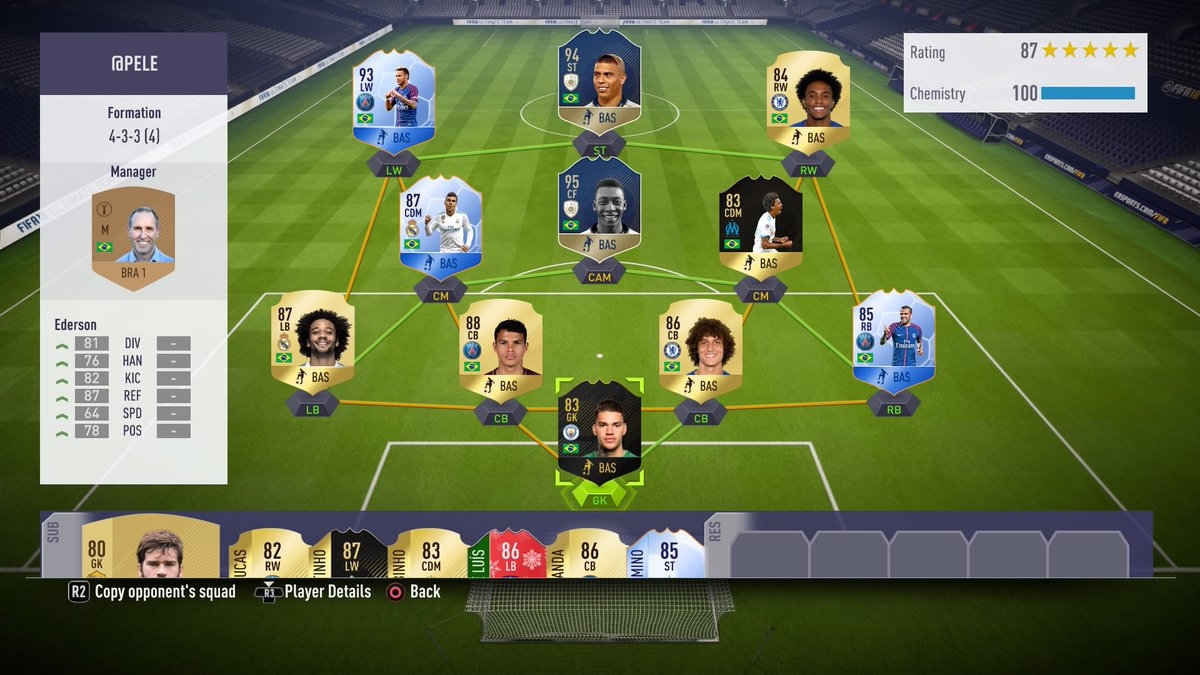 Pele&#039;s squad battle challenge, Ultimate Team