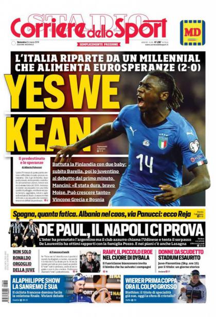 ONLY EMBED Moise Kean corriere dello sport