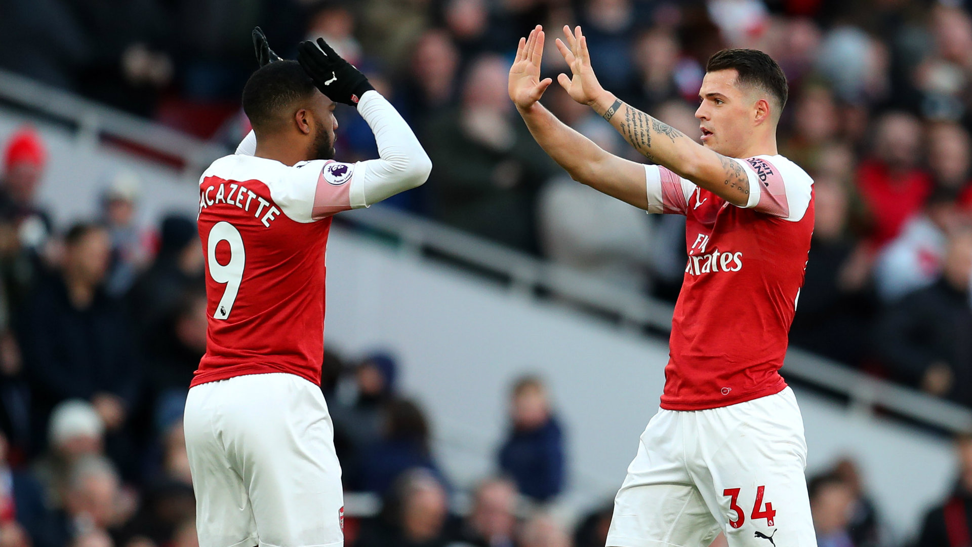 Granit Xhaka Alexandre Lacazette Arsenal vs Man Utd 2018-19