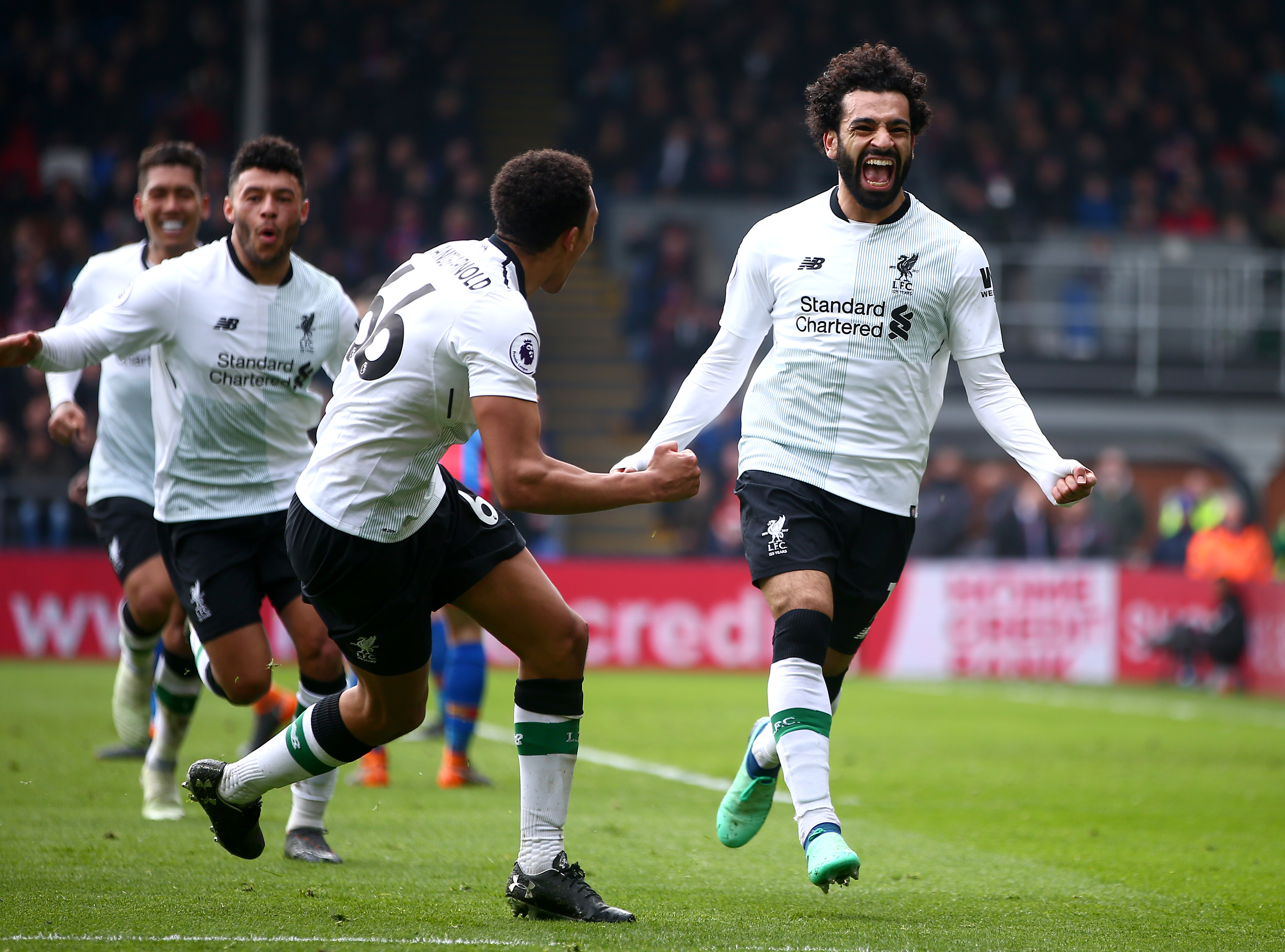 Mohamed Salah celebrates against Crystal Palace