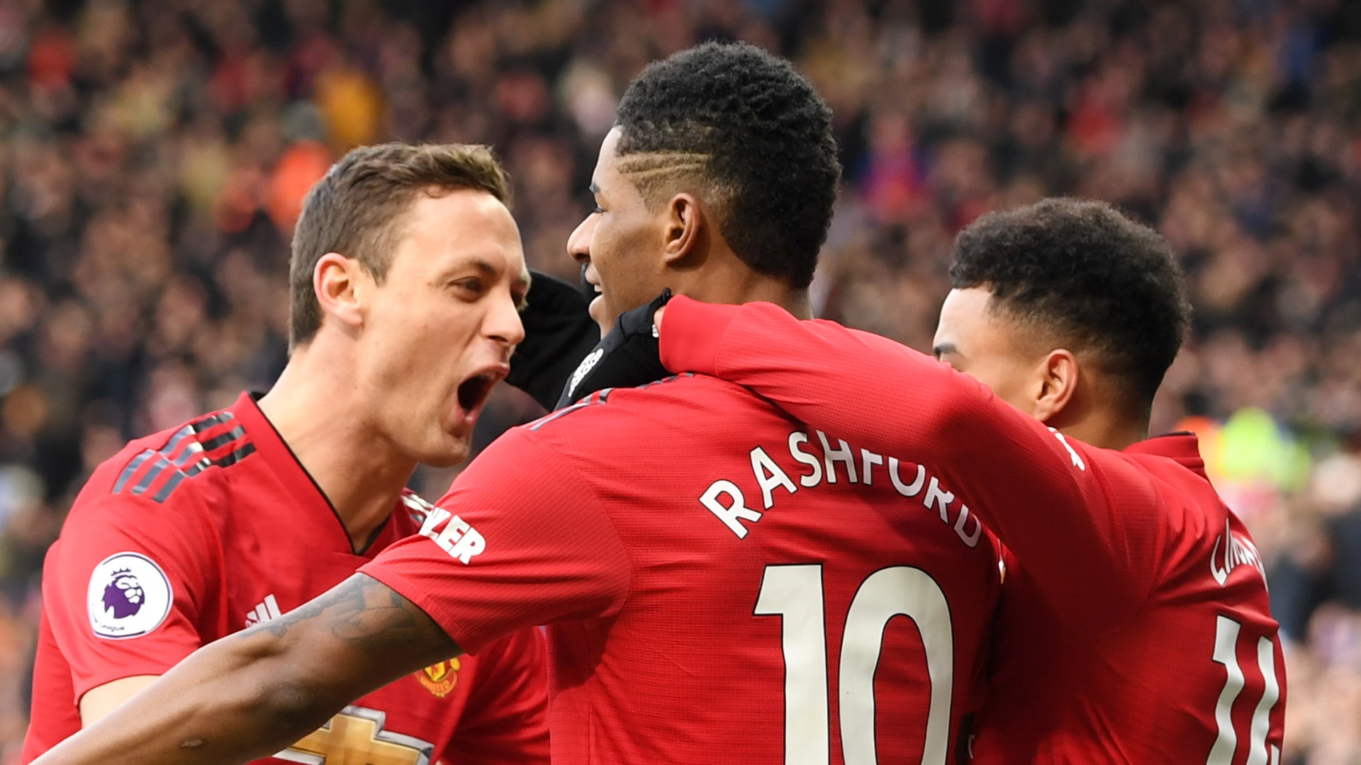 Man Utd celebrate vs Leicester