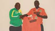 Jactone Obure and David Okello of Mathare United.