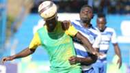 Cavin Odongo (Kariobangi Sharks) and Salim Abdallah of AFC Leopards