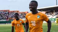 Nicolas Pepe and Serge Aurier of the Cote d'Ivoire