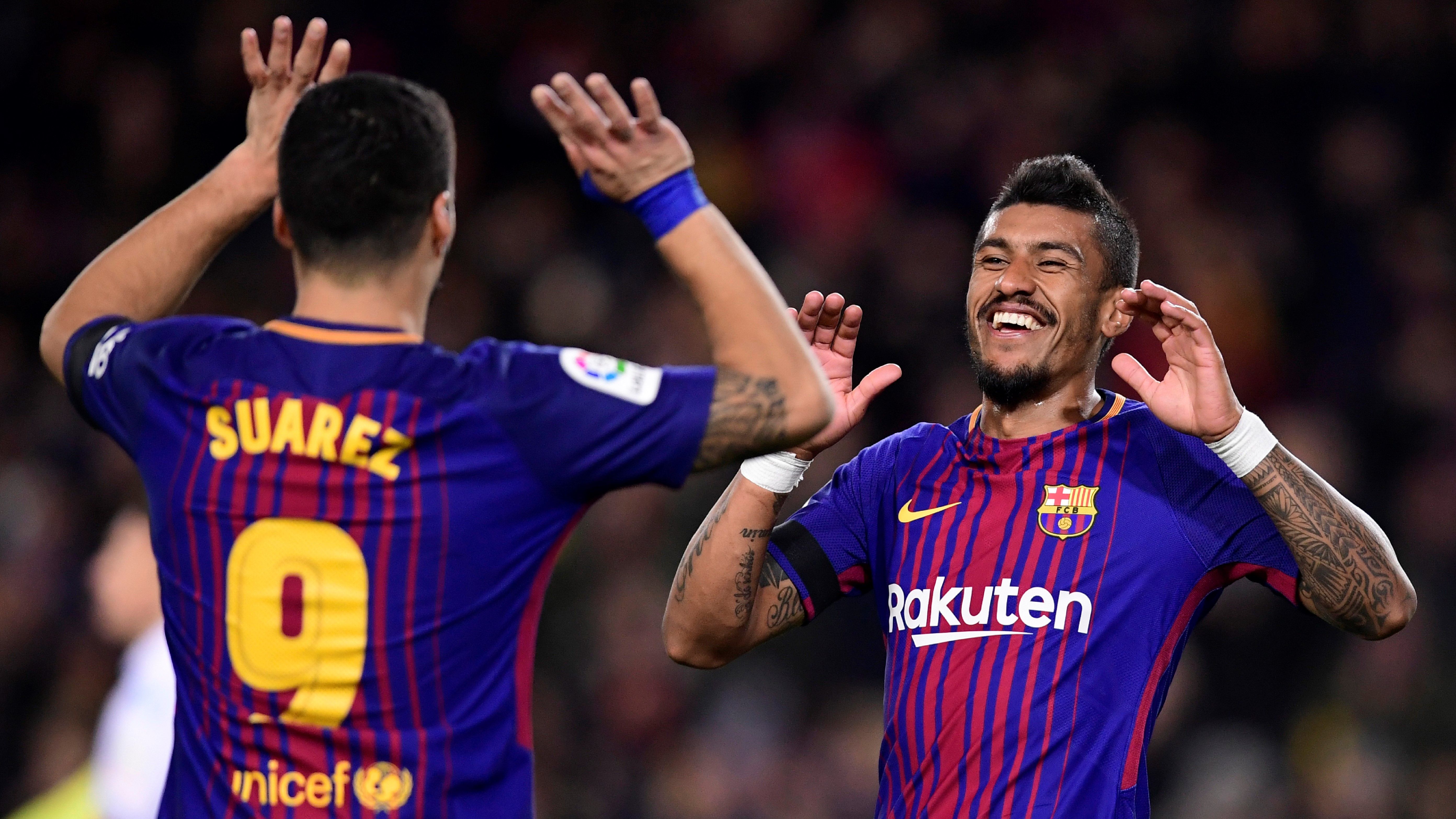 Luis Suarez Paulinho Barcelona Deportivo LaLiga 17122017