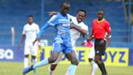 Kelvin Thairu of Nakumatt v Edward Seda of AFC Leopards.