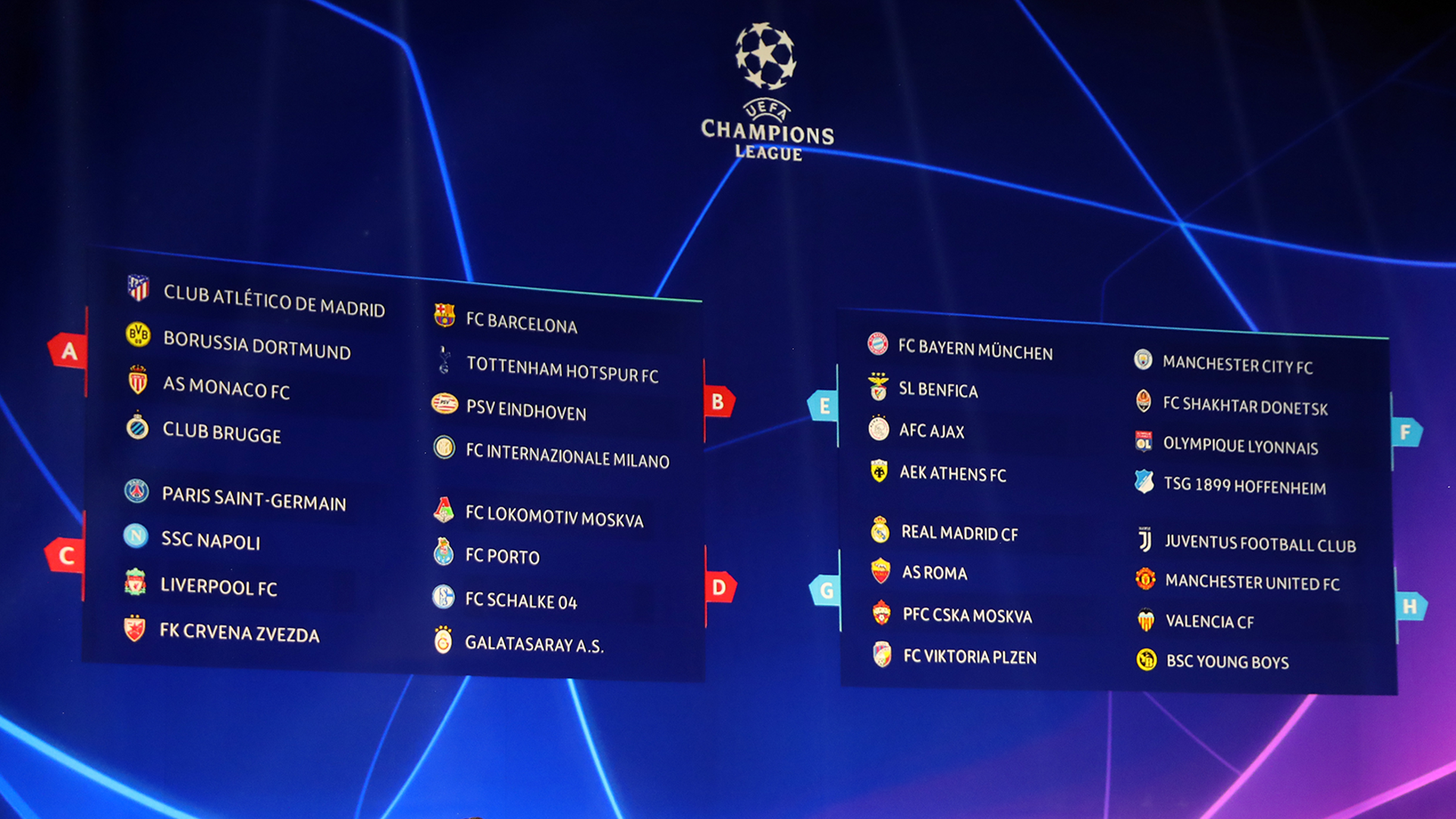 uefa champions league table standings