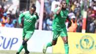 Meddie Kagere and Francis Kahata of Gor Mahia v Simba.