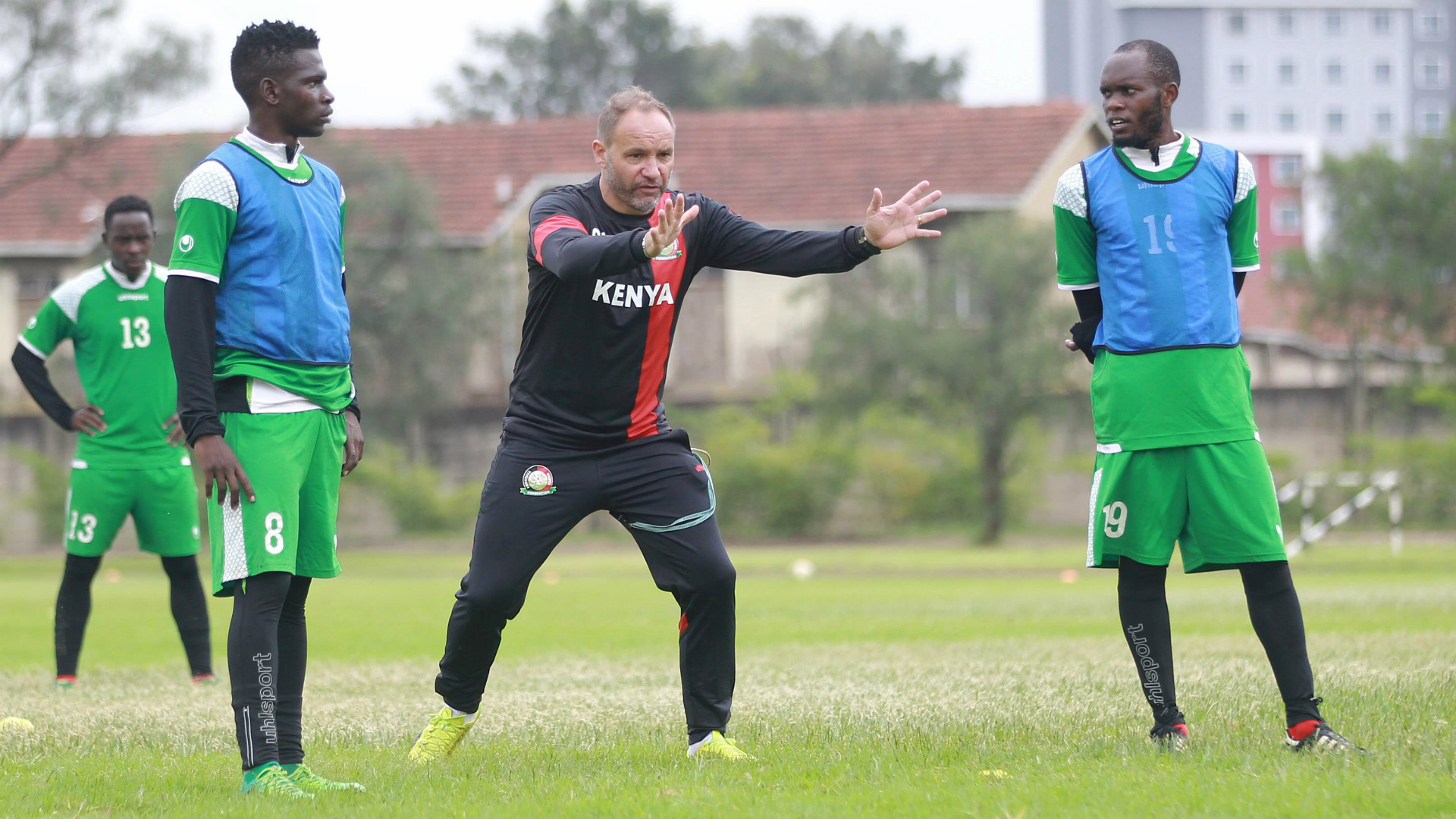 Pattilah Omotto, Sebastien Migne, Whyvonne Isuza of Harambee Stars.