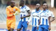 Ezekiel Owade Abdallah Juma and Whyvonne Isuza of AFC Leopards.