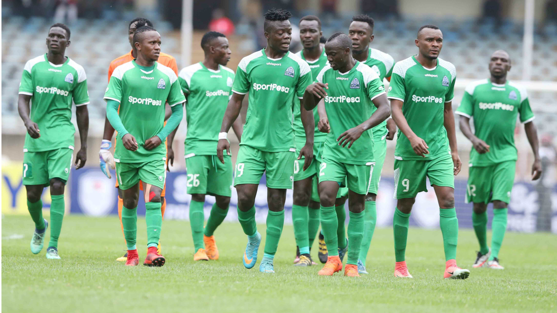   Gor Mahia players Ephraim Guikan Tuyisenge against the AFC Leopards 