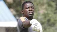 Gor Mahia keeper Boniface Oluoch issues instructions to the back four at Afraha Stadium in Nakuru on Sunday.