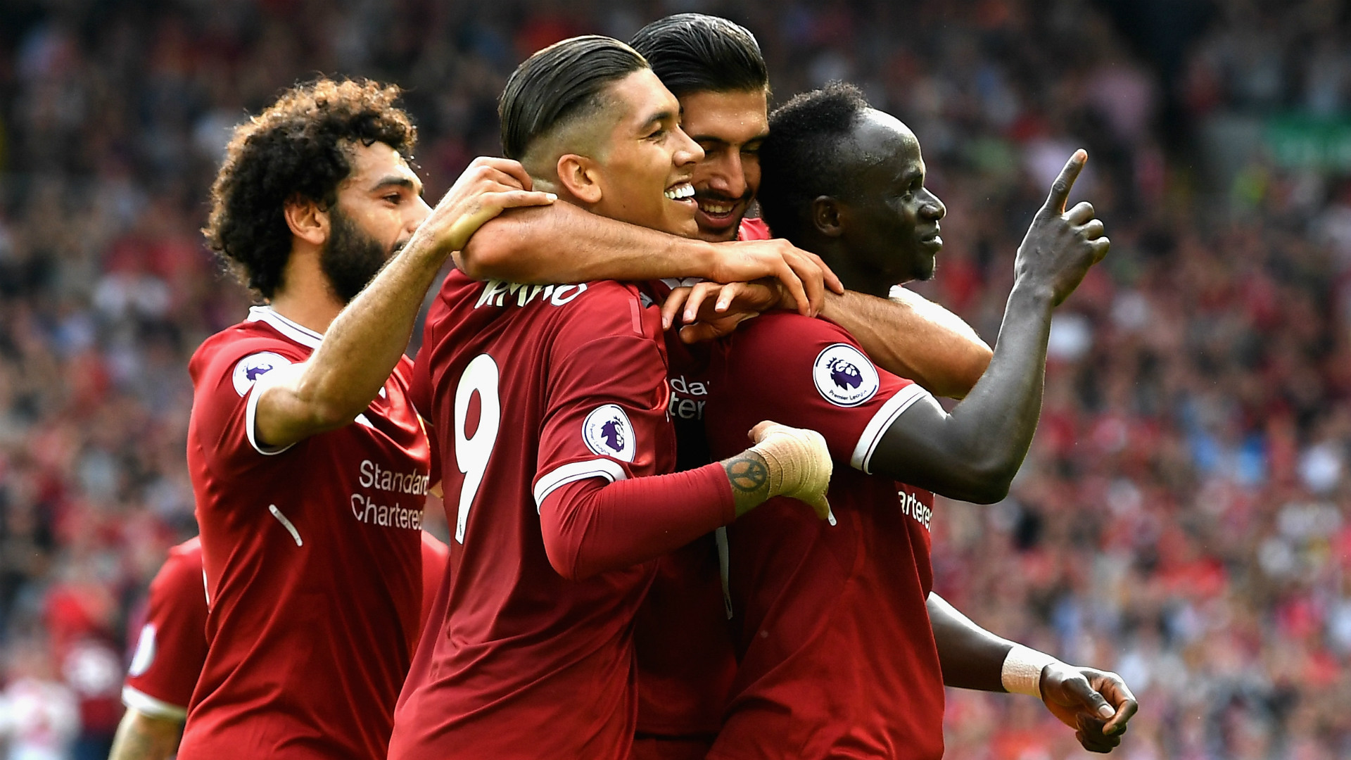 Sadio Mane Roberto Firmino Mohamed Salah Emre Can Liverpool 2017