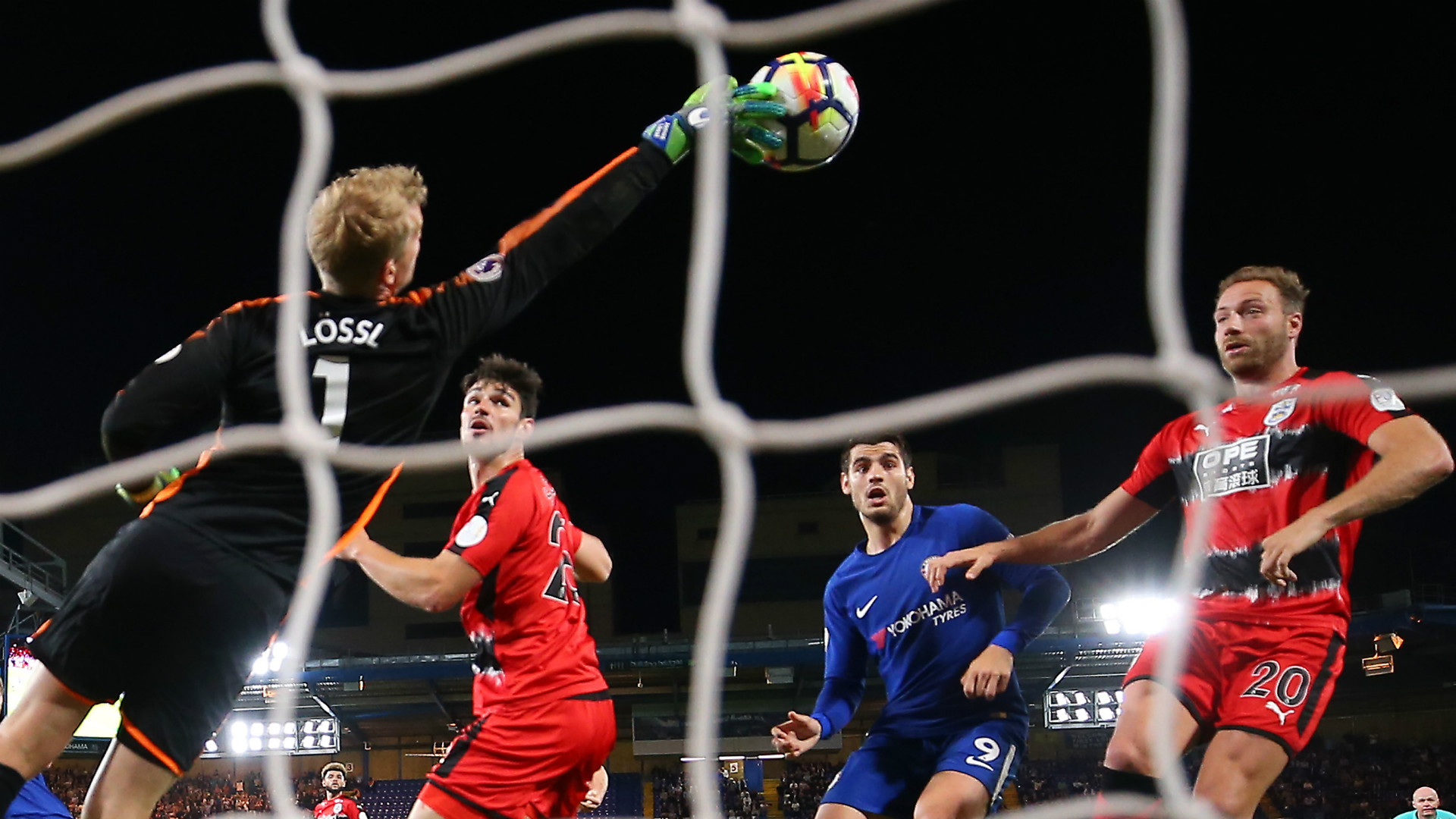 Jonas Lossl save Chelsea Huddersfield Town Premier League