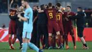 Roma celebrating Roma Barcellona Champions League