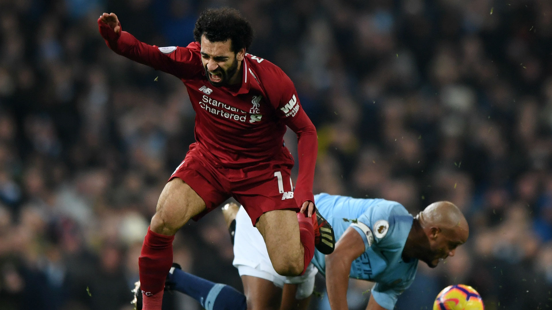 Mohamed Salah Vincent Kompany Manchester City Liverpool Premier League 03012019