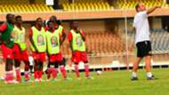 Harambee Stars coach Sebastien Migne and Chan squad.