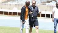 Nick Mwendwa and Sebastien Migne of Harambee Stars.