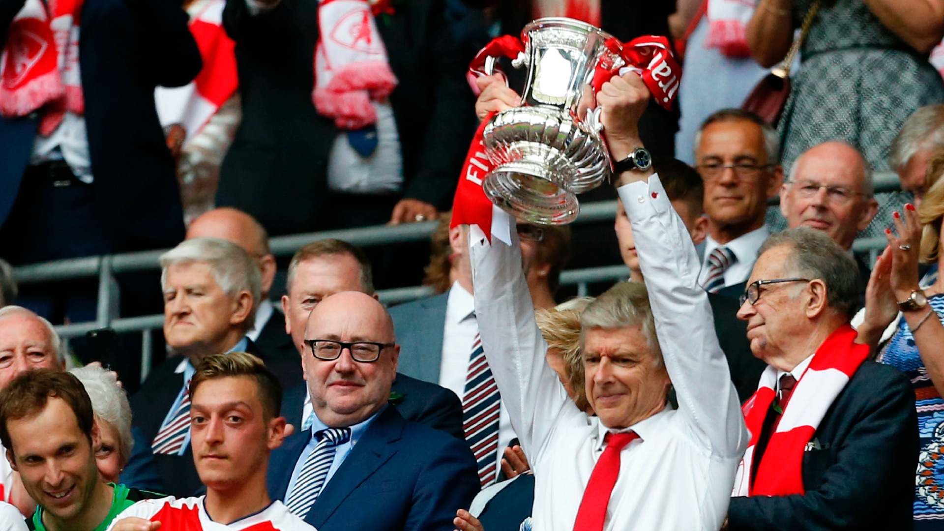 Arsene Wenger Arsenal FA Cup Trophy Parade 31052015