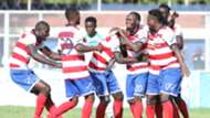AFC players celebrates Whyvonne Isuza goal against Thika United