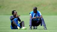 Percy Tau and Rhulani Mokwena of Mamelodi Sundowns Media Day on 16 February 2017
