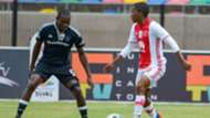Lebogang Mokoena of Ajax Cape Town and Tercious Malepe of Orlando Pirates