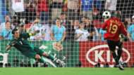 Marcos Senna scoring a penalty past Buffon at Euro 2008